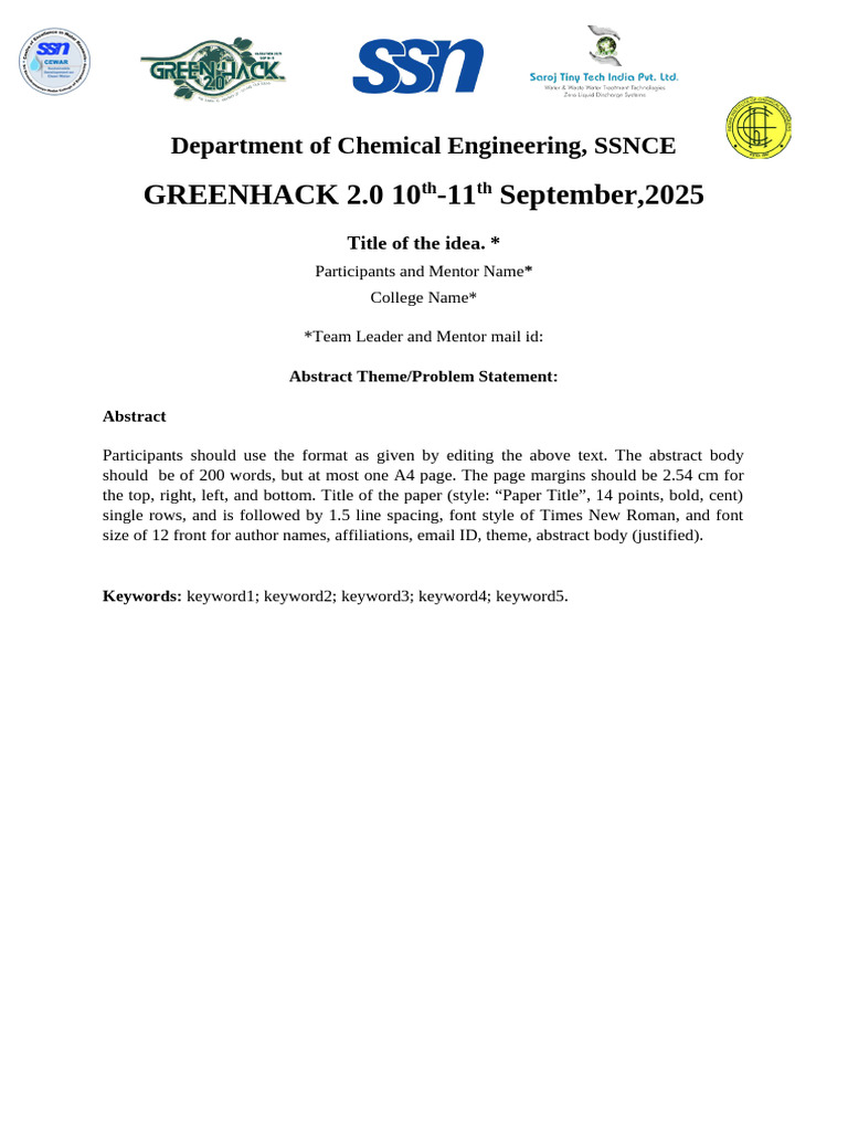 Abstract Template Greenhack2.0 | PDF
