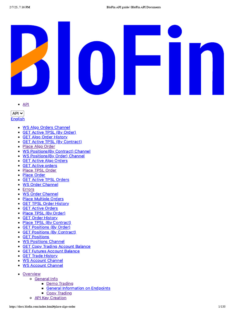 BloFin API Documents | PDF | Computing