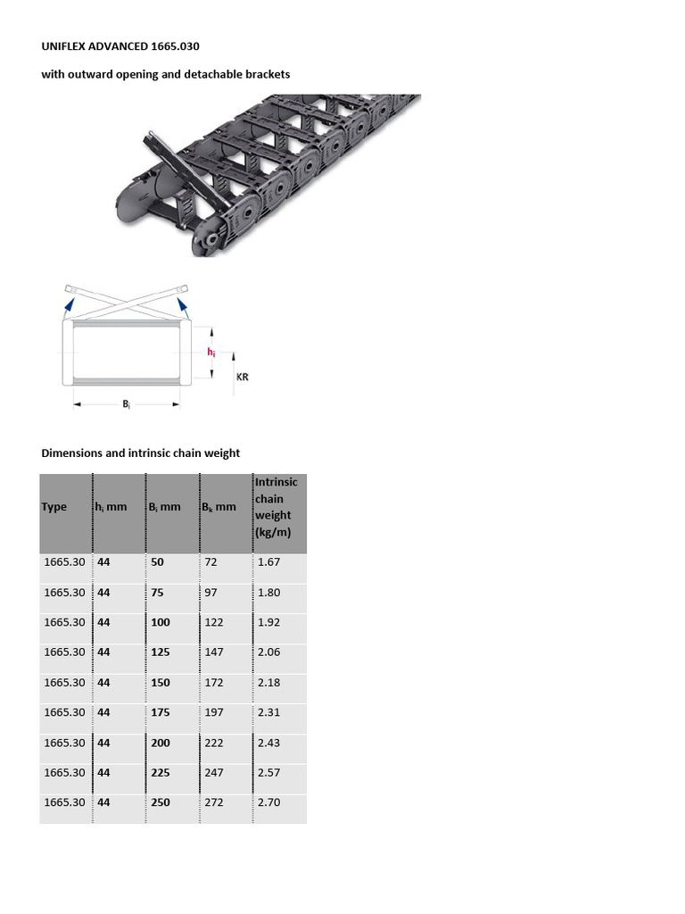 UNIFLEX Drag Chain Specifications | PDF
