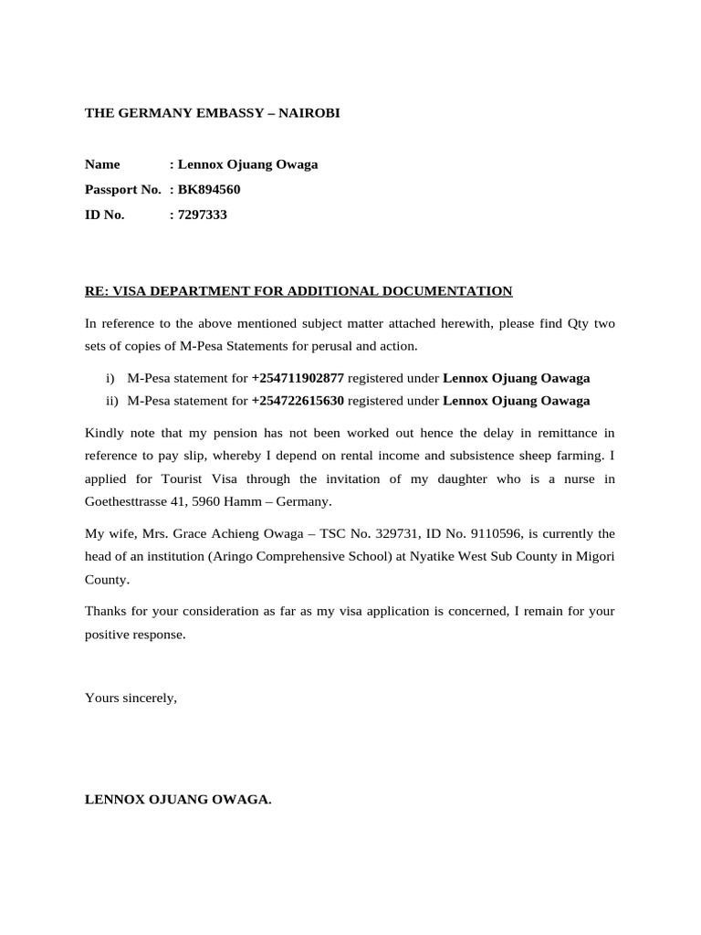 Visa Application Documentation for Germany | PDF