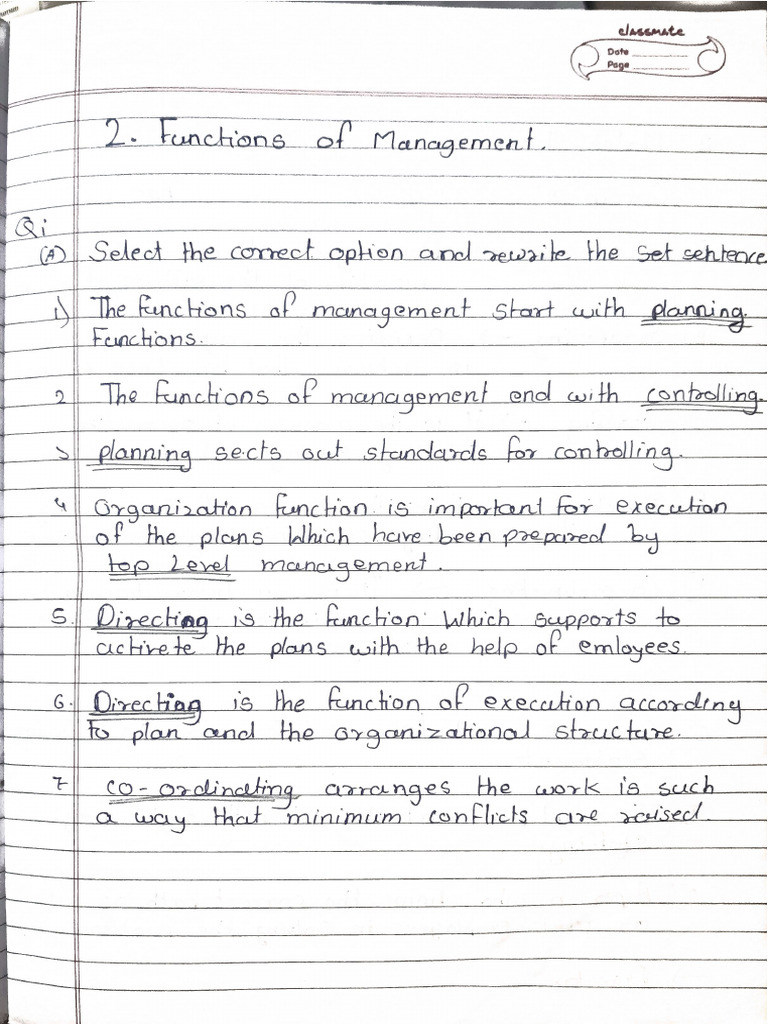 Functionof Management 12th Ocm Imp Questions | PDF