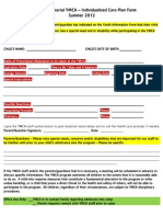 Corpening Memorial YMCA - Individualized Care Plan Form Summer 2012