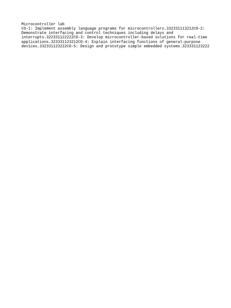 Microcontroller Lab: Assembly & Interfacing | PDF