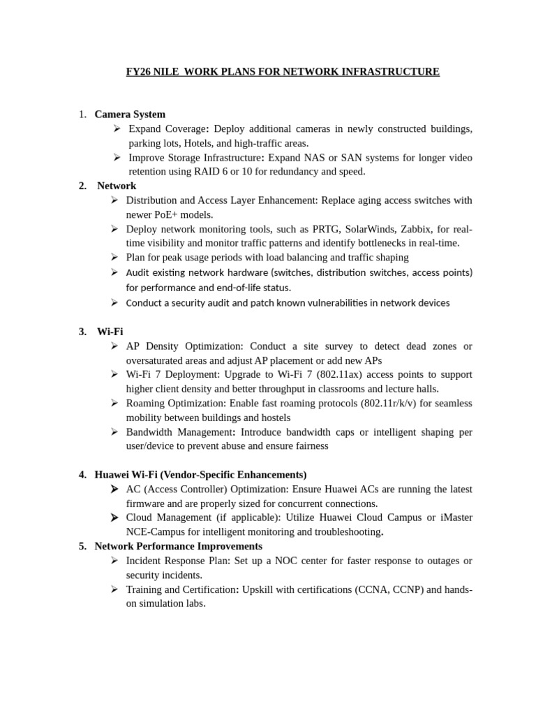 NILE Network Infrastructure Upgrade Plans | PDF