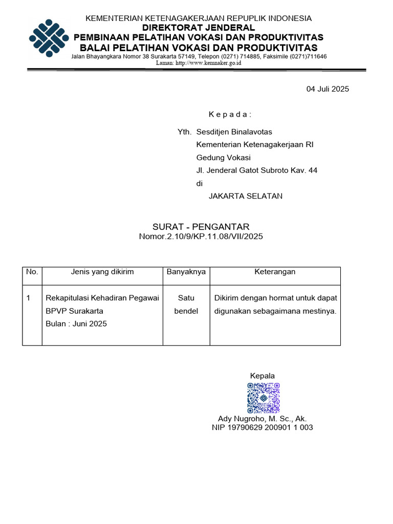 Kehadiran Pegawai Juni Sign 6833 | PDF