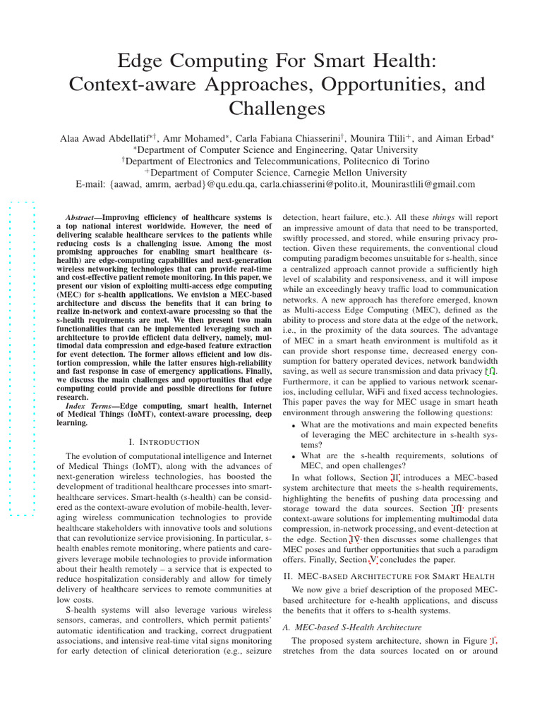 Edge Computing for Smart Healthcare | PDF | Machine Learning ...
