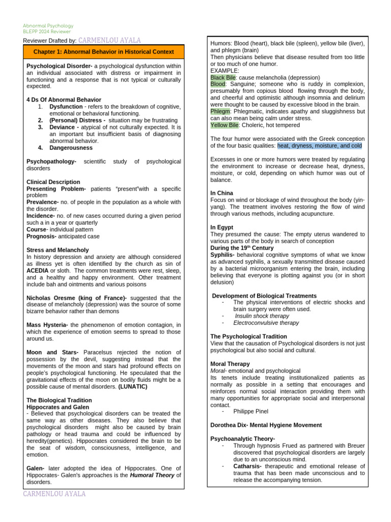 Abnormal Psychology Overview and Review | PDF | Generalized Anxiety ...
