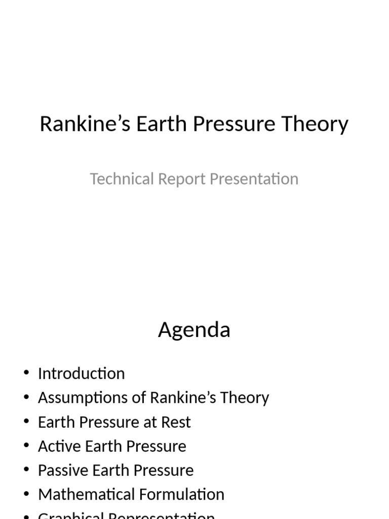 Rankine's Earth Pressure Theory Overview | PDF | Applied And ...