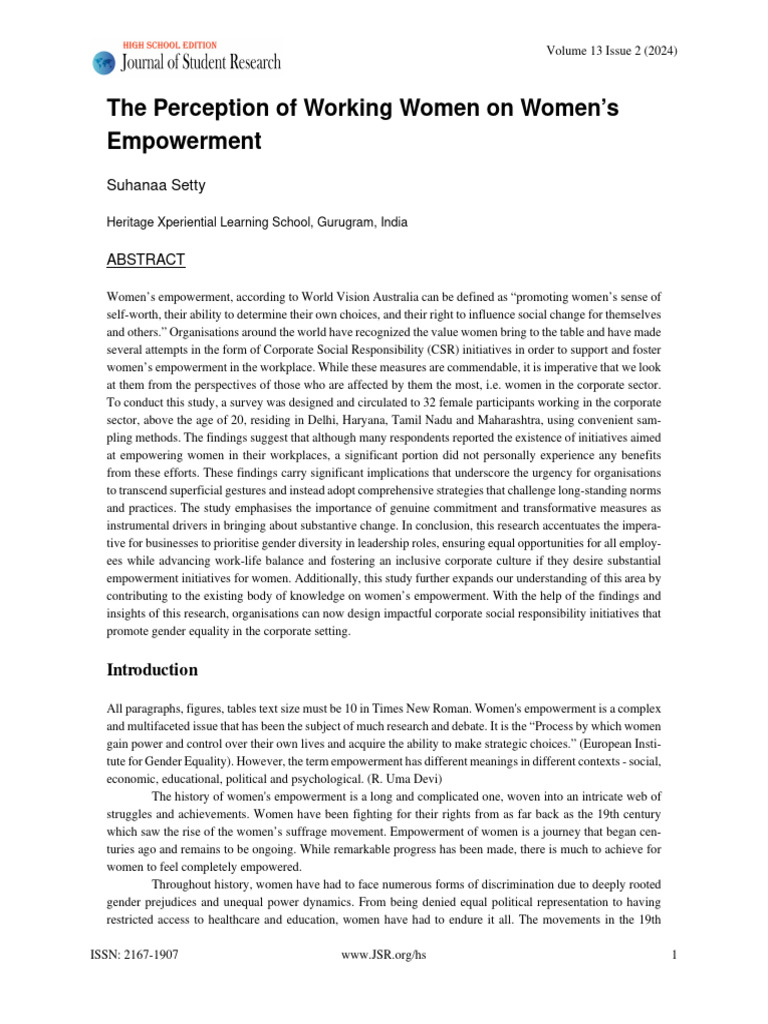 The Perception of Working Women On Womens Empower | PDF | Empowerment ...