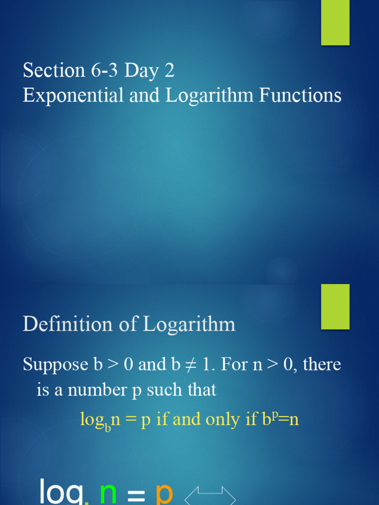 6.3 Notes Exponential and Logarithms Functions Day 2 | PDF