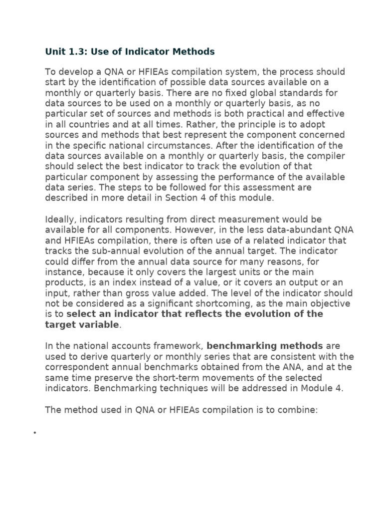 Indicator Methods for QNA and HFIEAs | PDF | National Accounts | Computing