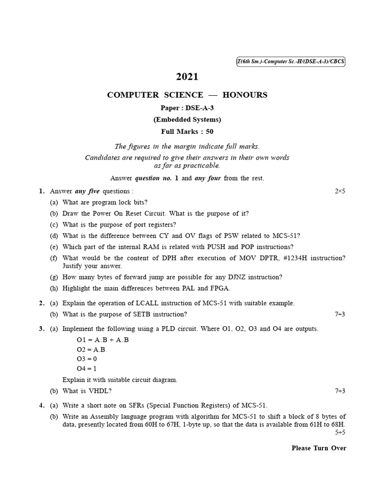 Embedded Systems Exam Paper 2021 | PDF | Central Processing Unit ...