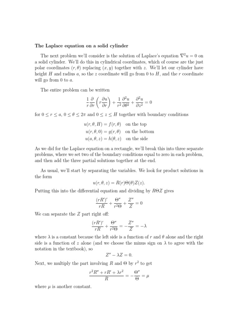 Solving Laplace's Equation in Cylinders | PDF | Coordinate System ...