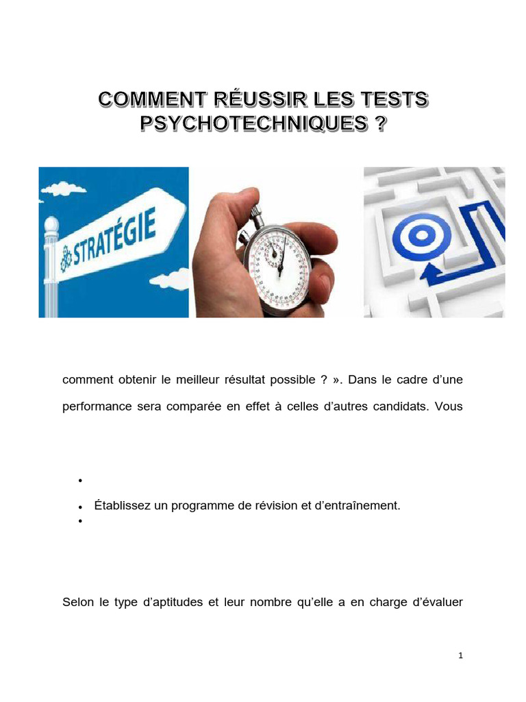 Réussir les tests psychotechniques | PDF