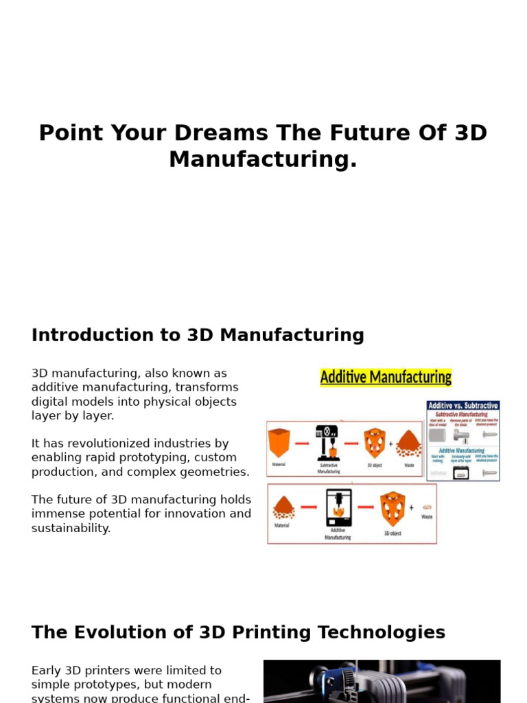 Future of 3D Manufacturing Innovations | PDF | 3 D Printing | Economies