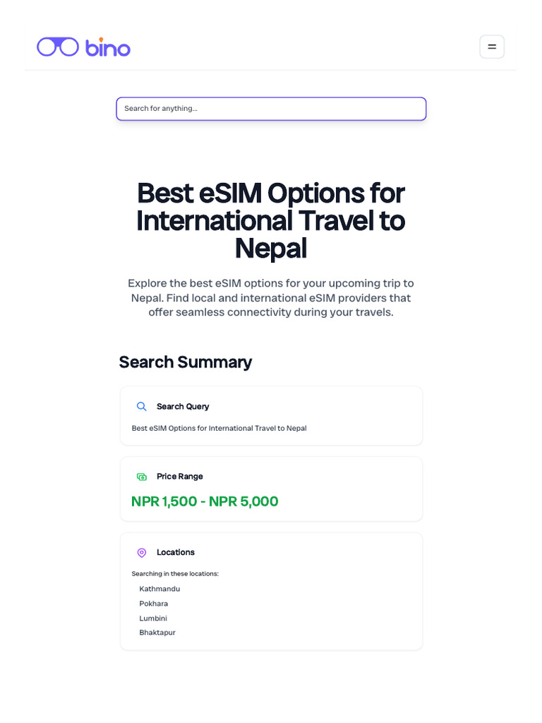 Bino Bot - Best ESIM Options For International Travel To Nepal | PDF ...