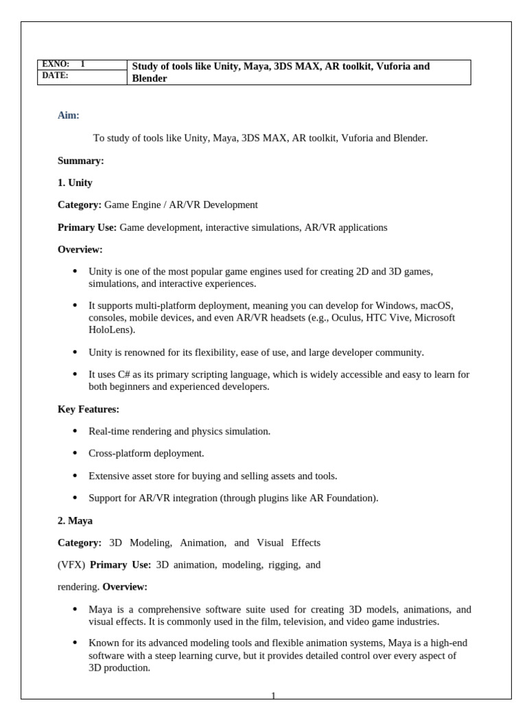 First 4 Exercises For ARVR Lab | PDF | Augmented Reality | 3 D Modeling