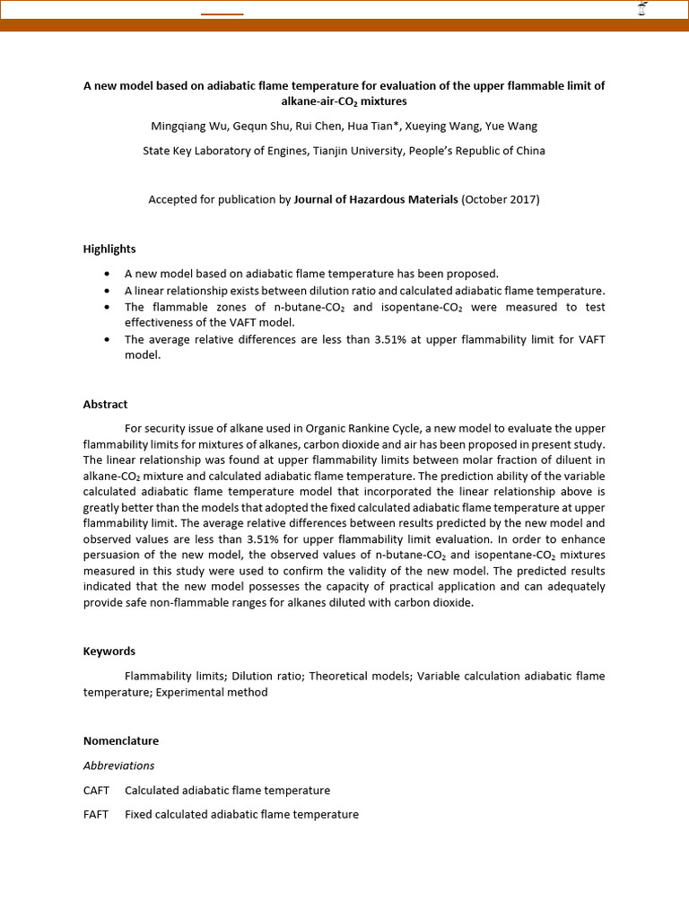 New Model for Flammability Limits of Alkanes | PDF | Combustion ...