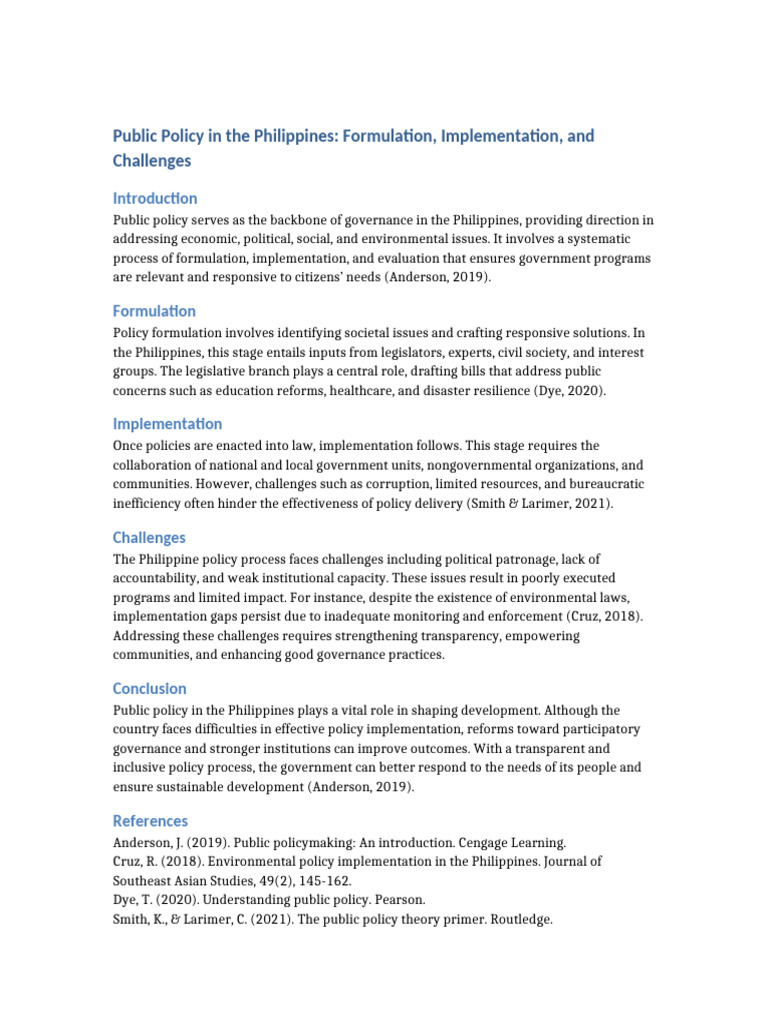 Philippine Public Policy: Issues & Solutions | PDF