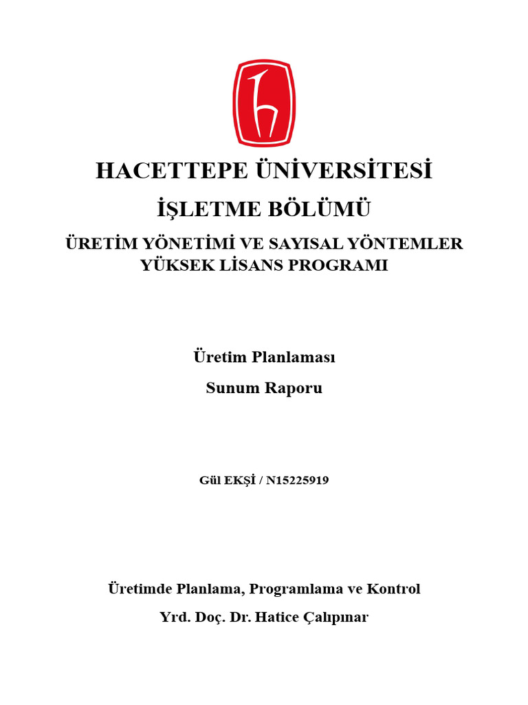 Uretim Planlamasi | PDF