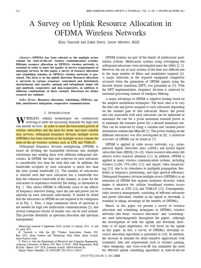 Uplink Resource Allocation in OFDMA | PDF | Orthogonal Frequency ...