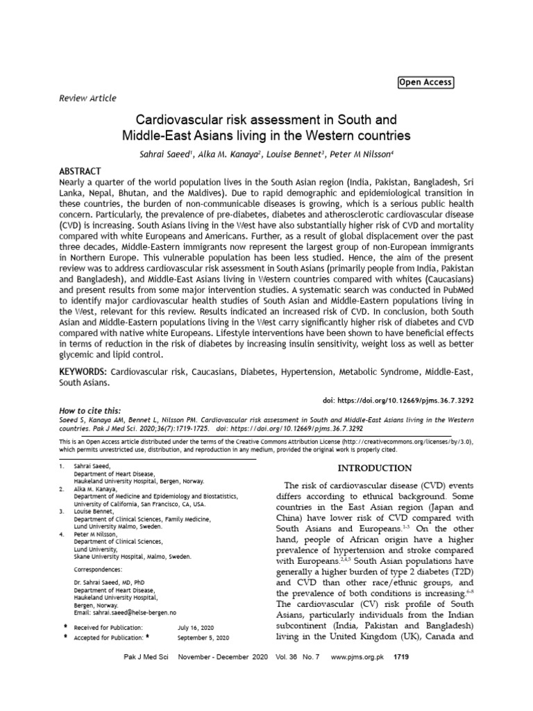 Cardiovascular Risk in South Asians Abroad | PDF | Cardiovascular ...