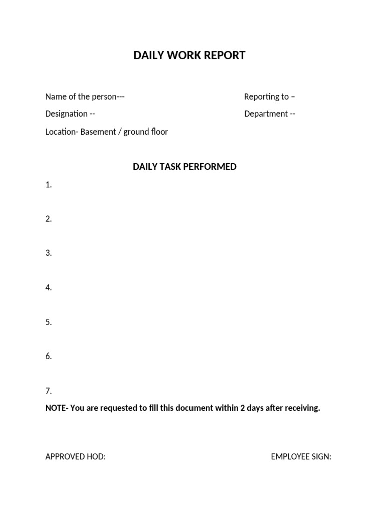 Daily Work Report Template | PDF