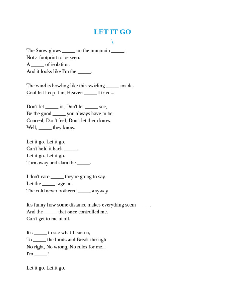 Let It Go: Lyrics and Meaning | PDF