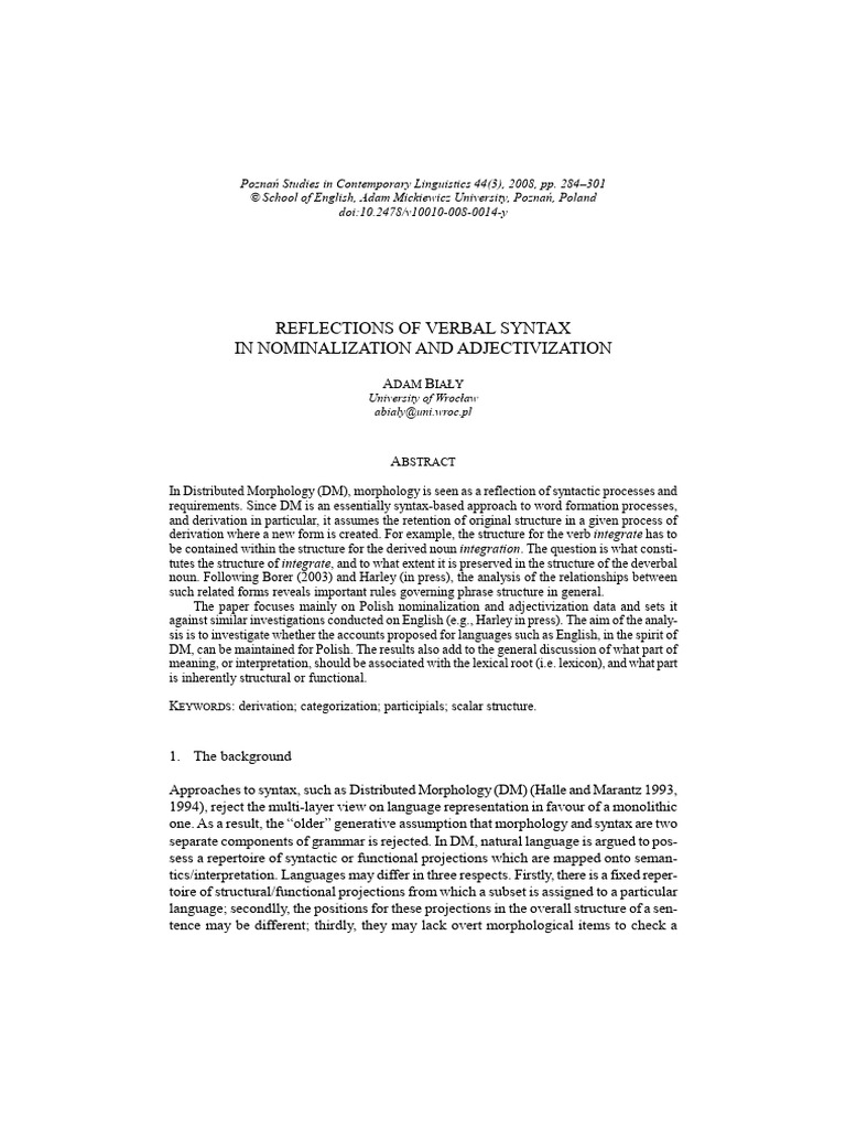 Reflections of Verbal Syntax in Nominalization and Adjectivization ...
