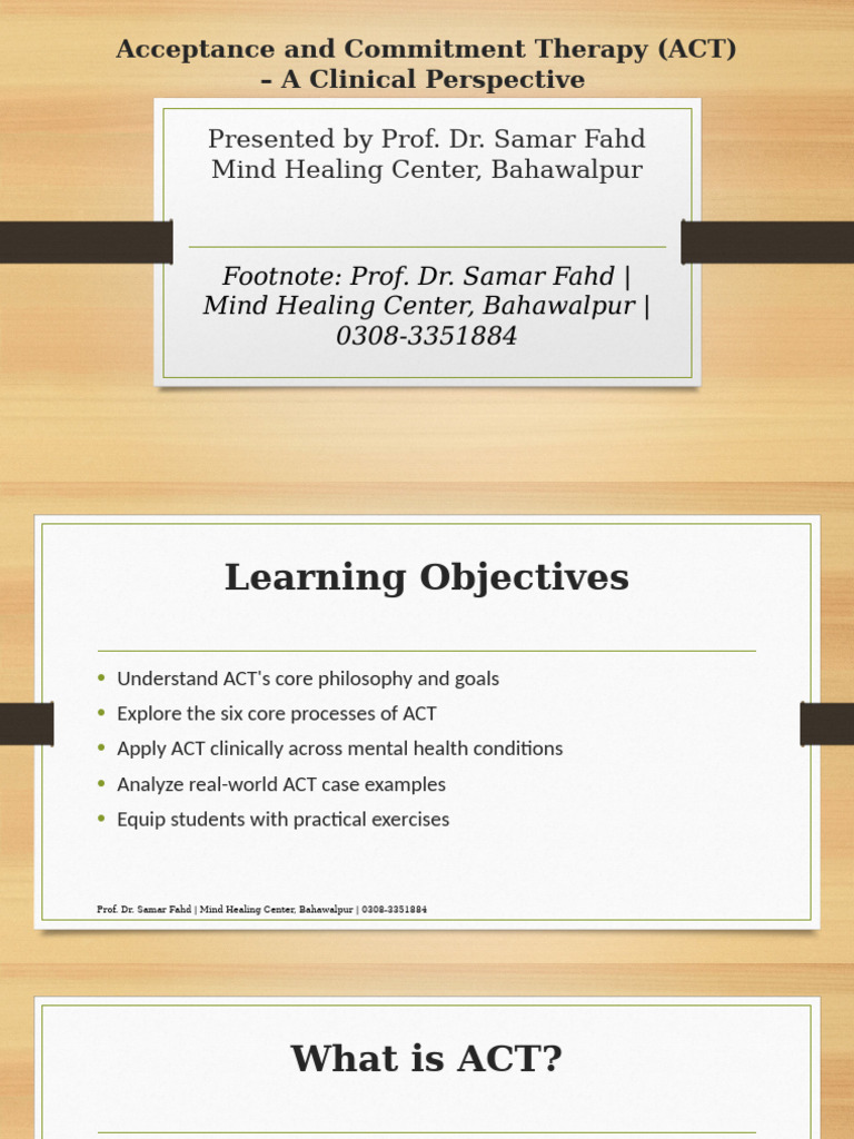 ACT: Principles and Clinical Applications | PDF | Psychology ...