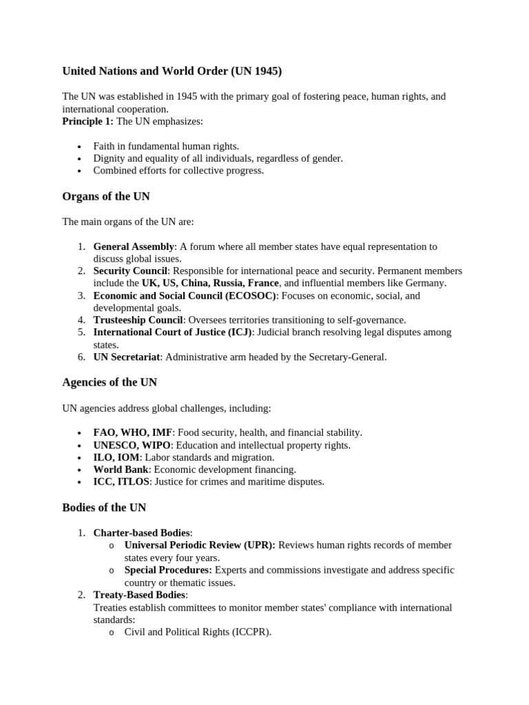 UN's Role in Global Peace and Rights | PDF | United Nations ...