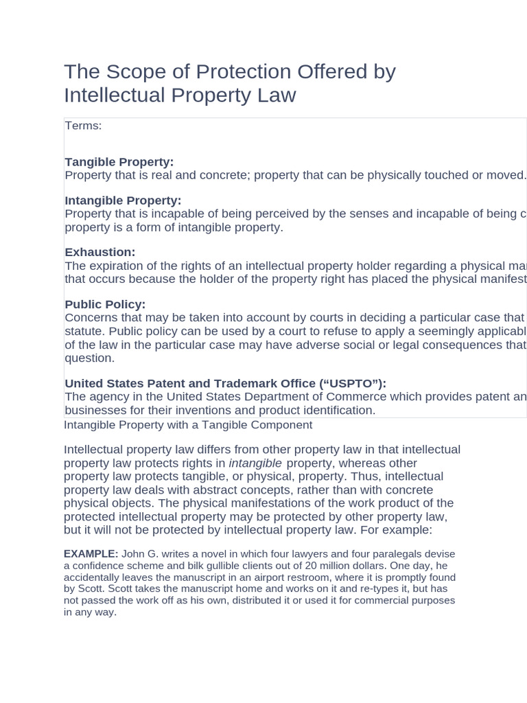 The Scope of Protection Offered by Intellectual Property Law | PDF ...