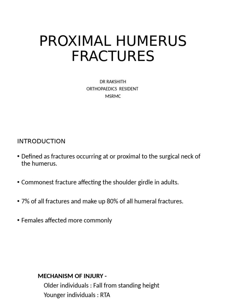 Types of Proximal Humerus Fractures | PDF | Shoulder | Arm