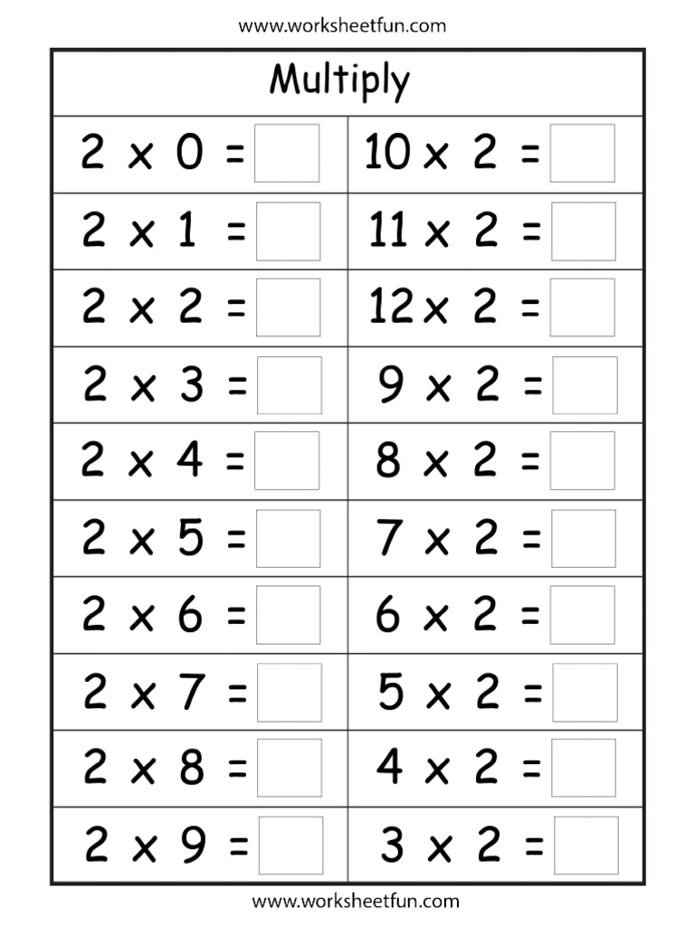 Multiplication 20 Box 2 | PDF