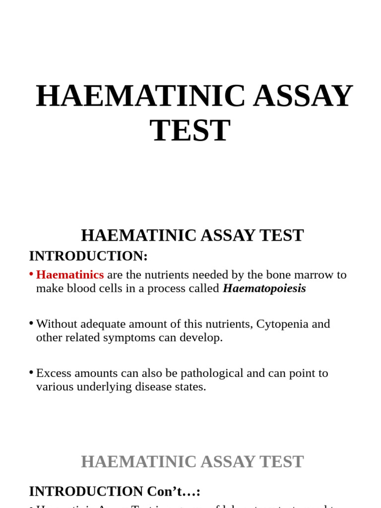 Haematinic Assay Test Overview | PDF | Anemia | Vitamin B12