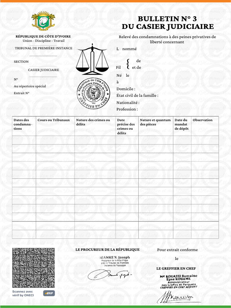 Bulletin N° 3 du Casier Judiciaire | PDF | Justice | Crime et violence