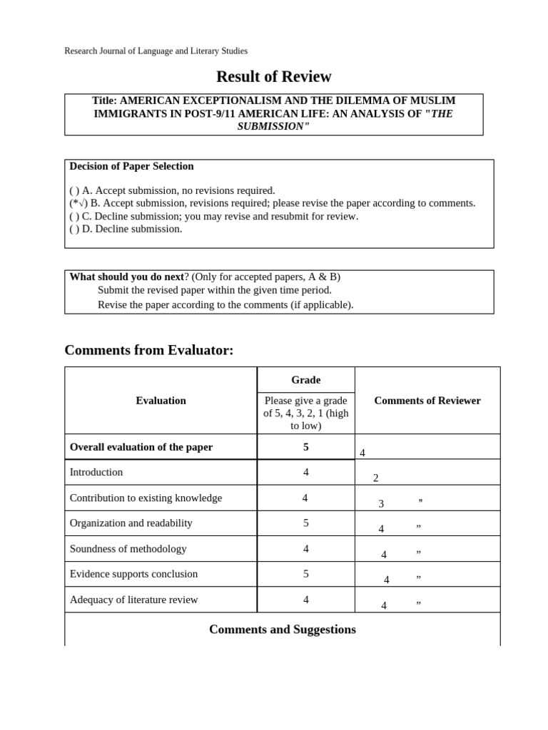 Reviewer Comments Form RJLS | PDF | Plagiarism | Written Communication