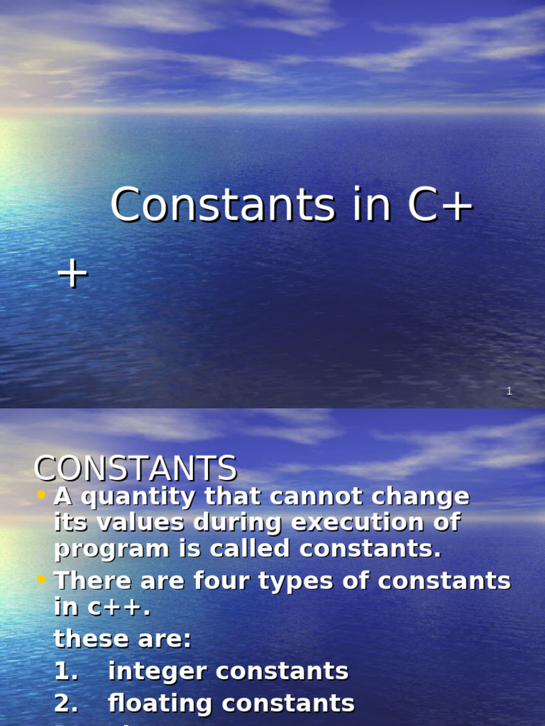 C++ Constants: Types and Usage Guide | PDF | Integer (Computer Science ...