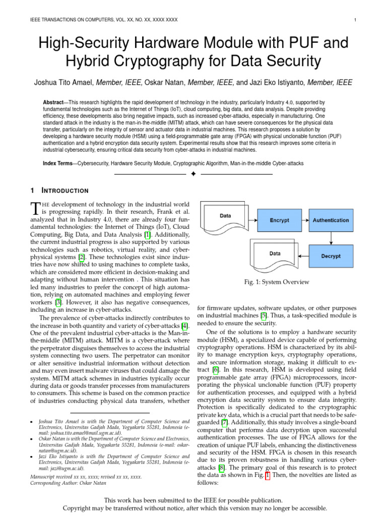 High-Security HSM with PUF for Cybersecurity | PDF | Encryption | Key ...