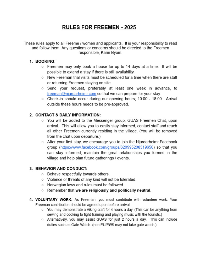 Njardarheimr Freeman Rules 2025 | PDF