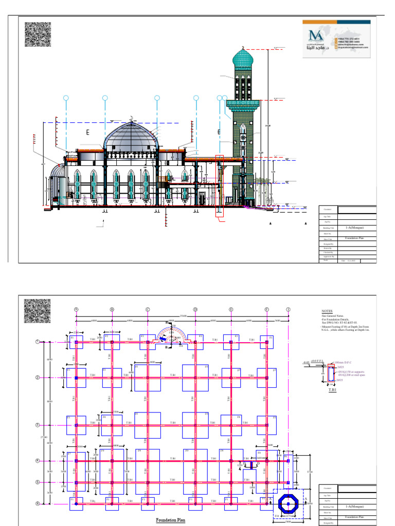 Mosque Foundation and Beam Layouts | PDF