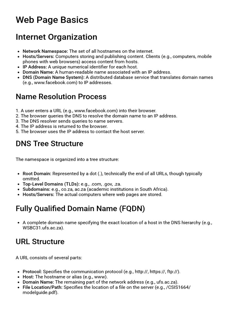 Web Page Basics: DNS, HTML, CSS Guide | PDF | Domain Name System | Html