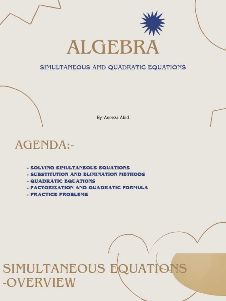 Algebra Simultaneous And Quadratic Equations Pdf