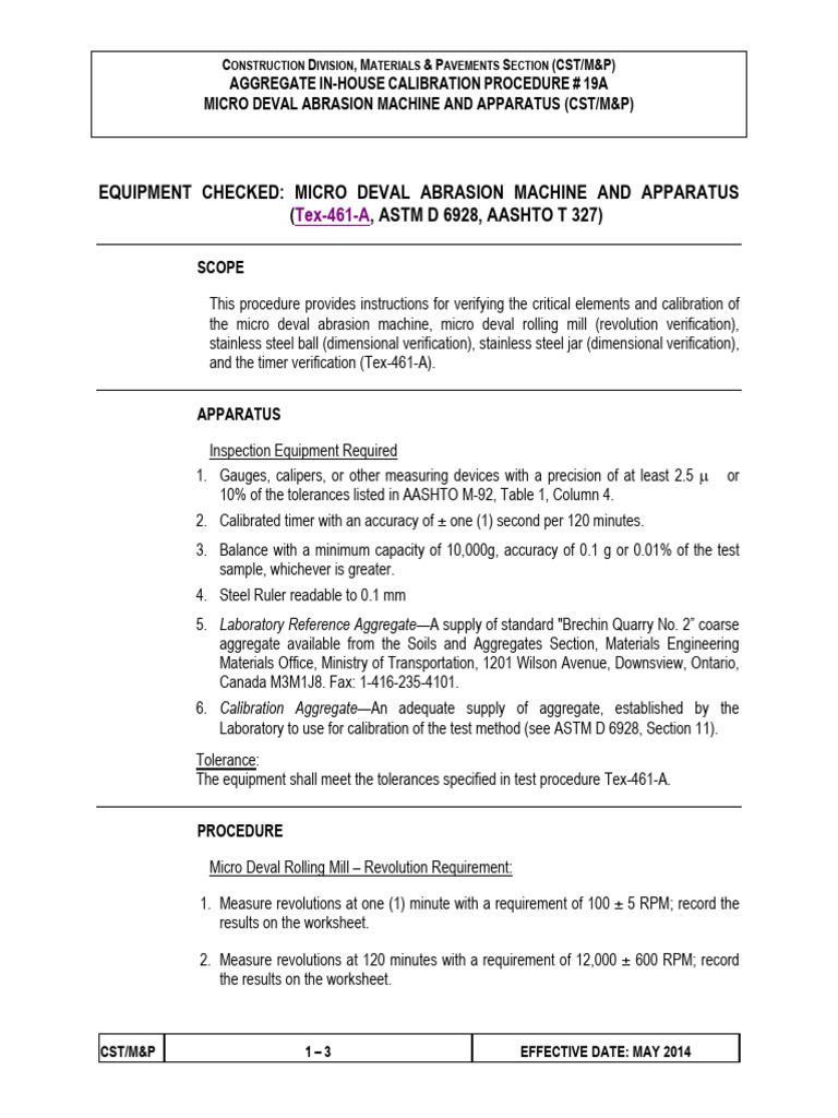Micro Deval Machine Calibration Guide | PDF | Calibration