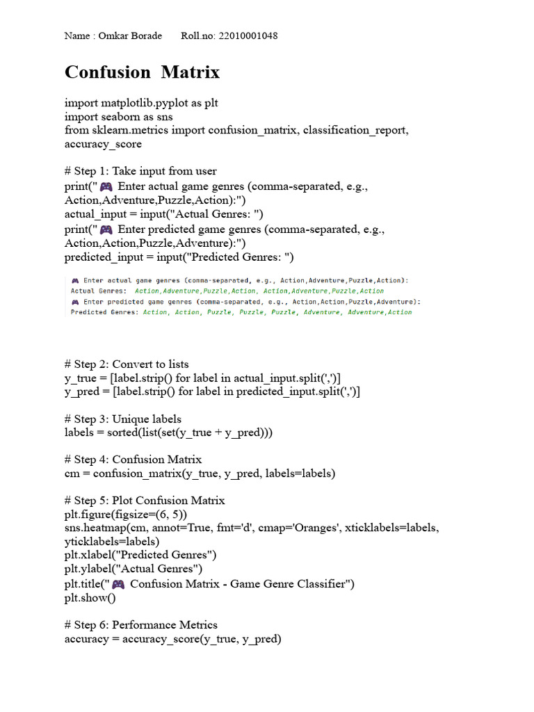 Confusion Matrix Om | PDF