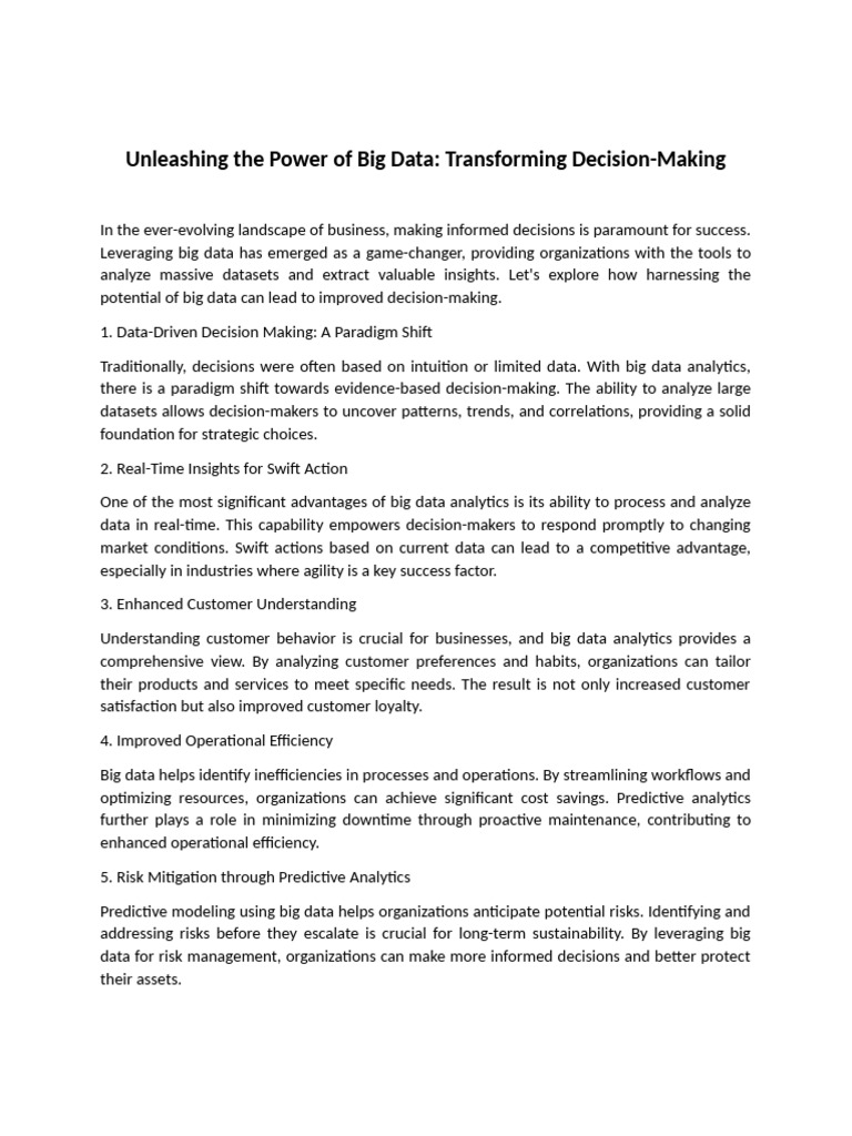 Unleashing The Power of Big Data | PDF | Big Data | Analytics