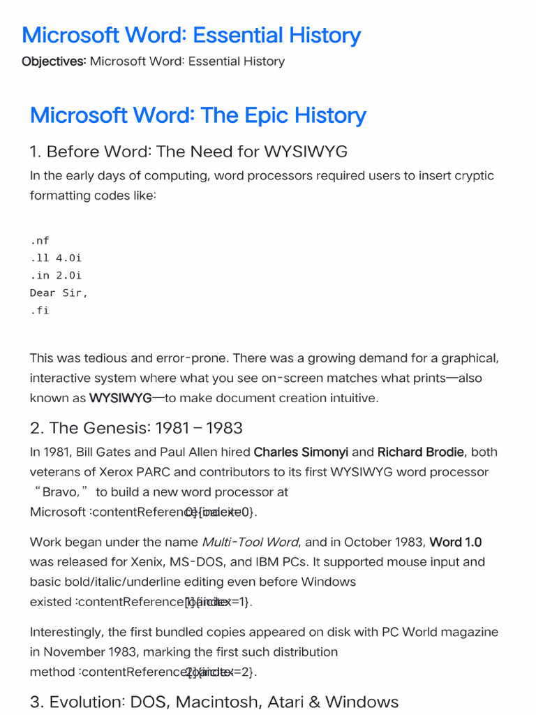 Microsoft Word Essential History | PDF