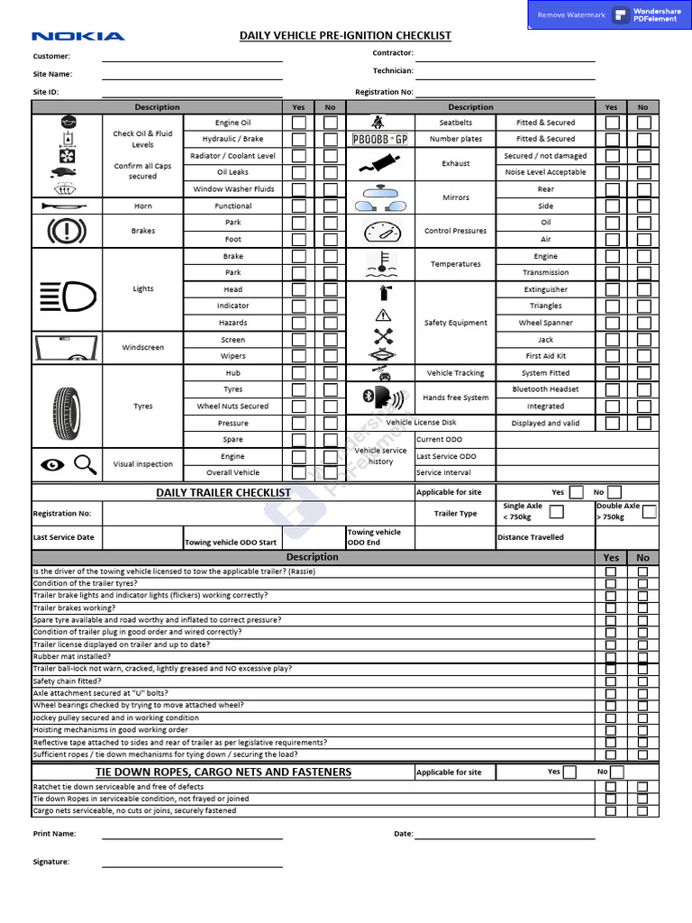 Vehicle and Trailer Safety Checklist | PDF | Trailer (Vehicle) | Vehicles