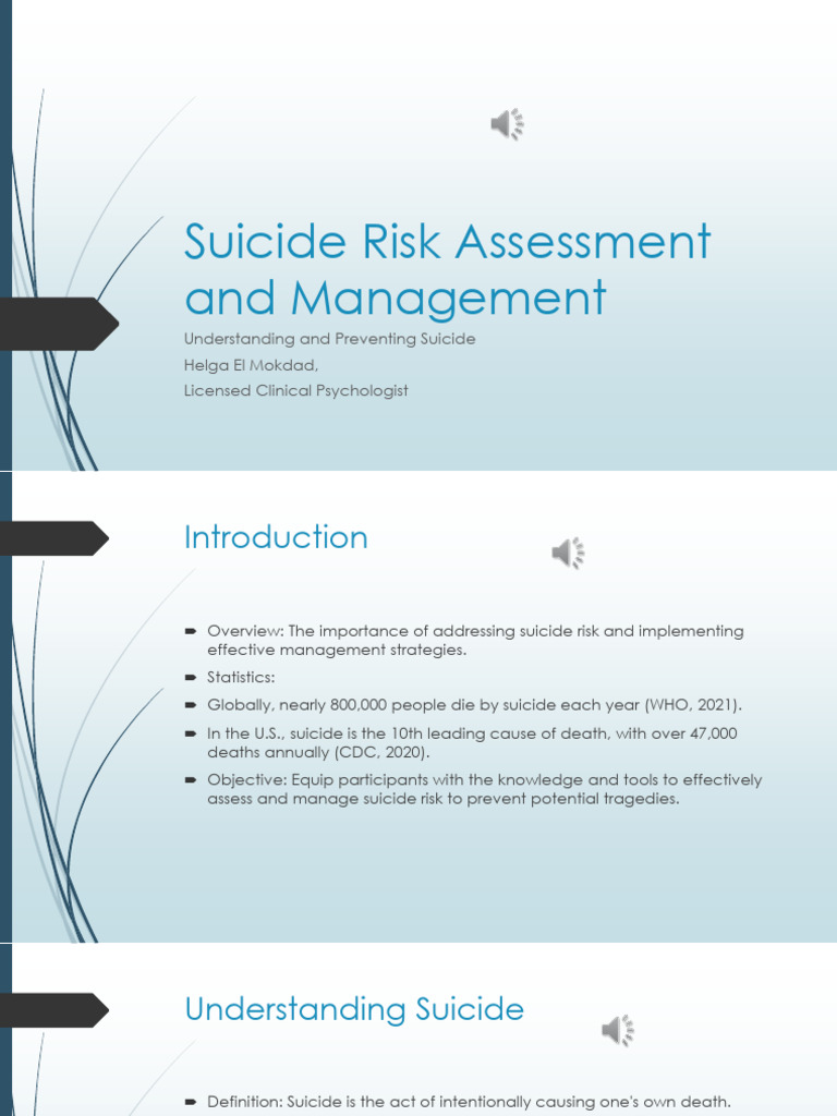 Suicide Risk Assessment and Management | PDF | Mental Disorder | Suicide