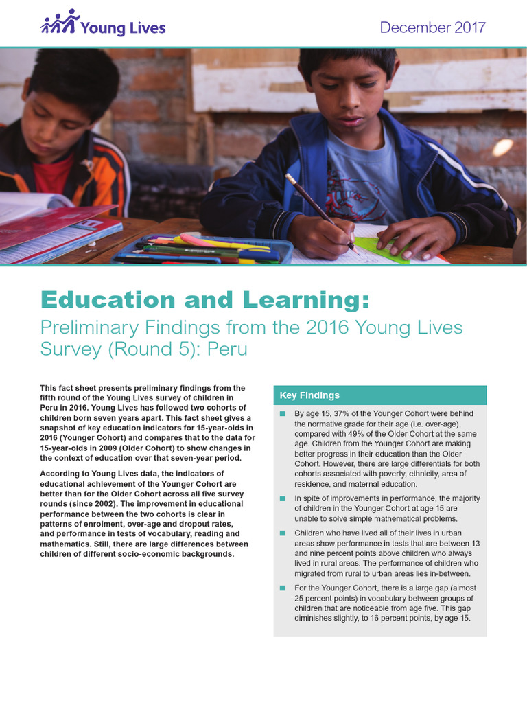 2016 Young Lives Education Findings: Peru | PDF | Economic Inequality ...